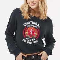 Emotional Support Husband Do Not Pet Funny Cropped Pullover Crew