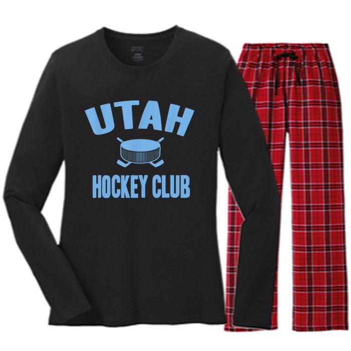 Eat Sleep Hockey Gift For Utah Hockey Team Women's Long Sleeve Flannel Pajama Set 