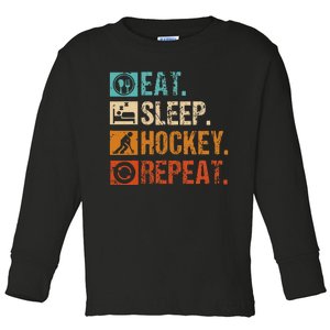 Eat Sleep Hockey Repeat Ice Hockey Toddler Long Sleeve Shirt