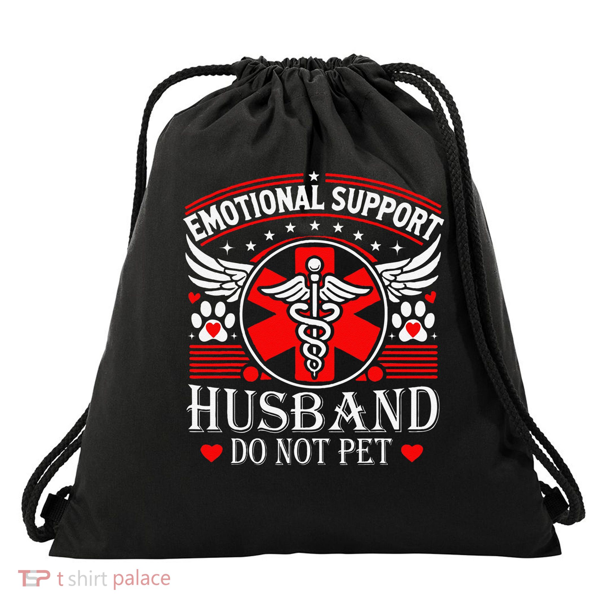 Emotional Support Husband Do Not Pet For Husband From Wife Drawstring Bag