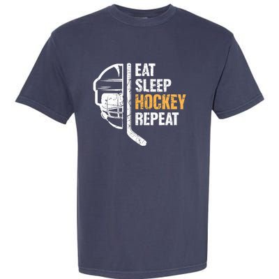 Eat Sleep Hockey Repeat Hockey Funny Ice Hockey Garment-Dyed Heavyweight T-Shirt