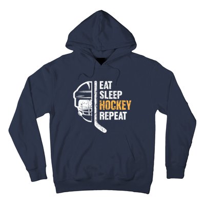 Eat Sleep Hockey Repeat Hockey Funny Ice Hockey Hoodie