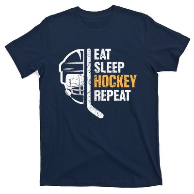 Eat Sleep Hockey Repeat Hockey Funny Ice Hockey T-Shirt