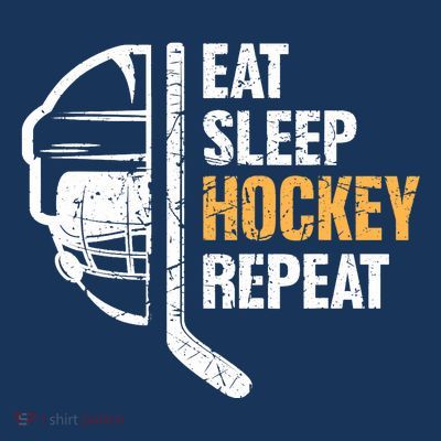 Eat Sleep Hockey Repeat Hockey Funny Ice Hockey T-Shirt