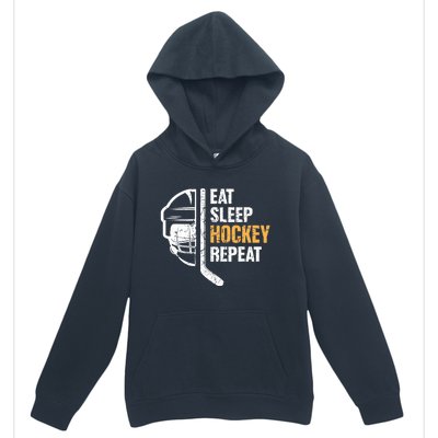 Eat Sleep Hockey Repeat Hockey Funny Ice Hockey Urban Pullover Hoodie