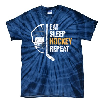 Eat Sleep Hockey Repeat Hockey Funny Ice Hockey Tie-Dye T-Shirt