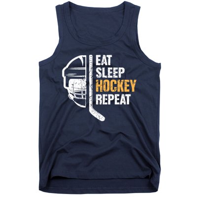 Eat Sleep Hockey Repeat Hockey Funny Ice Hockey Tank Top