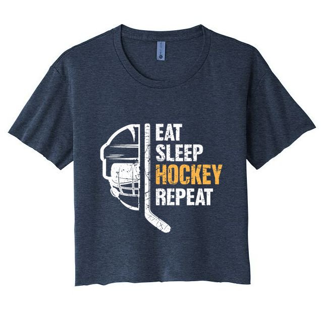 Eat Sleep Hockey Repeat Hockey Funny Ice Hockey Crop Top