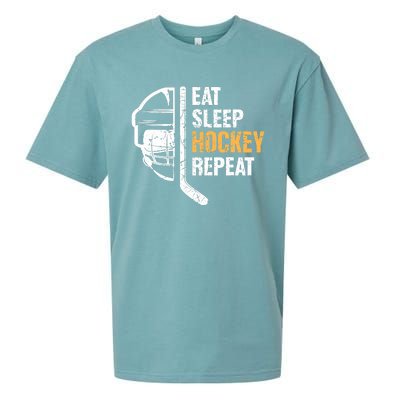 Eat Sleep Hockey Repeat Hockey Funny Ice Hockey Sueded Cloud Jersey T-Shirt