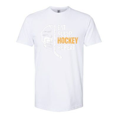 Eat Sleep Hockey Repeat Hockey Funny Ice Hockey Softstyle CVC T-Shirt