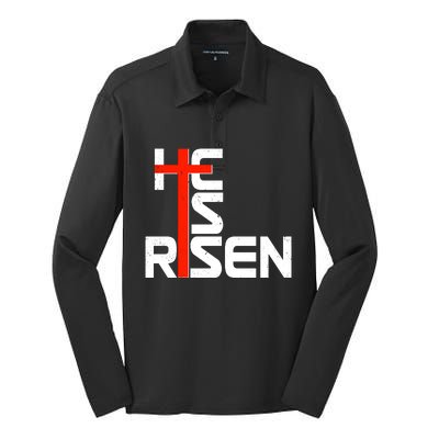 Easter Sunday He Is Risen Silk Touch Performance Long Sleeve Polo