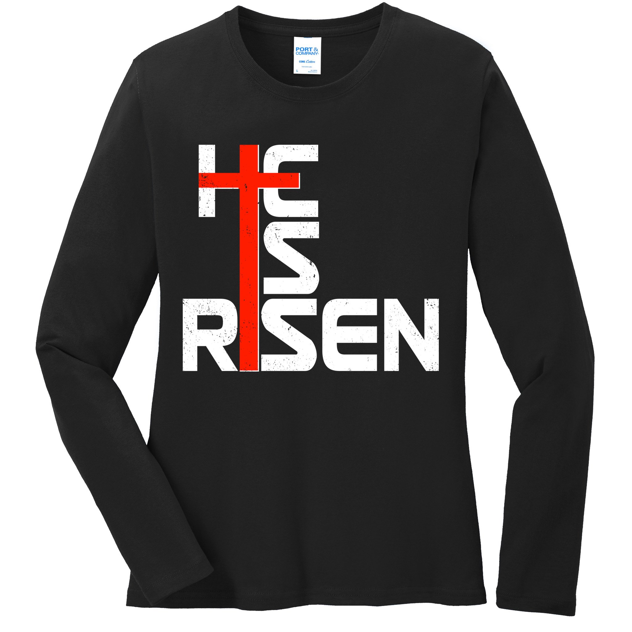 Easter Sunday He Is Risen Ladies Long Sleeve Shirt