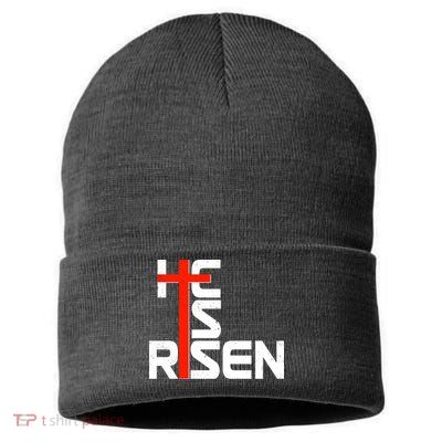 Easter Sunday He Is Risen Sustainable Knit Beanie