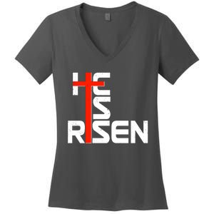 Easter Sunday He Is Risen Women's V-Neck T-Shirt