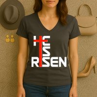 Easter Sunday He Is Risen Women's V-Neck T-Shirt