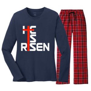 Easter Sunday He Is Risen Women's Long Sleeve Flannel Pajama Set 