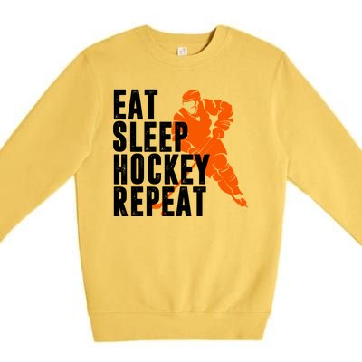 Eat Sleep Hockey Repeat Premium Crewneck Sweatshirt