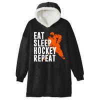 Eat Sleep Hockey Repeat Hooded Wearable Blanket