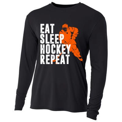 Eat Sleep Hockey Repeat Cooling Performance Long Sleeve Crew