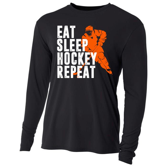 Eat Sleep Hockey Repeat Cooling Performance Long Sleeve Crew