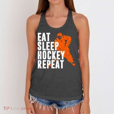 Eat Sleep Hockey Repeat Women's Knotted Racerback Tank