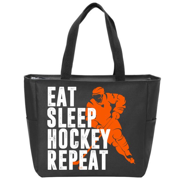 Eat Sleep Hockey Repeat Zip Tote Bag