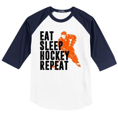 Eat Sleep Hockey Repeat Baseball Sleeve Shirt