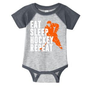 Eat Sleep Hockey Repeat Infant Baby Jersey Bodysuit