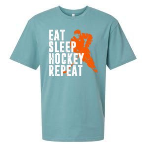 Eat Sleep Hockey Repeat Sueded Cloud Jersey T-Shirt