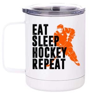 Eat Sleep Hockey Repeat 12 oz Stainless Steel Tumbler Cup