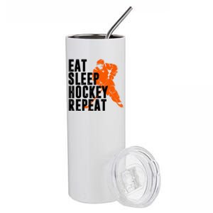 Eat Sleep Hockey Repeat Stainless Steel Tumbler