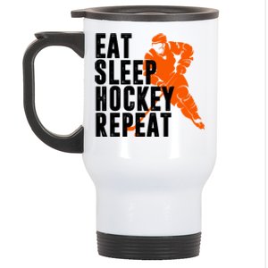 Eat Sleep Hockey Repeat Stainless Steel Travel Mug