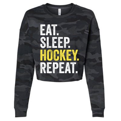 Eat Sleep Hockey Repeat Ice Hockey Fan Gift Cropped Pullover Crew