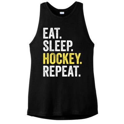 Eat Sleep Hockey Repeat Ice Hockey Fan Gift Ladies PosiCharge Tri-Blend Wicking Tank