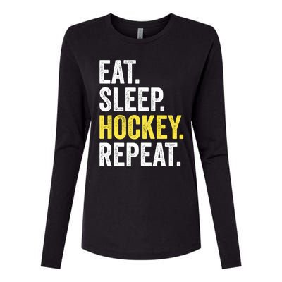 Eat Sleep Hockey Repeat Ice Hockey Fan Gift Womens Cotton Relaxed Long Sleeve T-Shirt