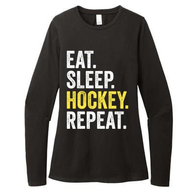 Eat Sleep Hockey Repeat Ice Hockey Fan Gift Womens CVC Long Sleeve Shirt