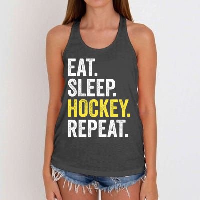 Eat Sleep Hockey Repeat Ice Hockey Fan Gift Women's Knotted Racerback Tank