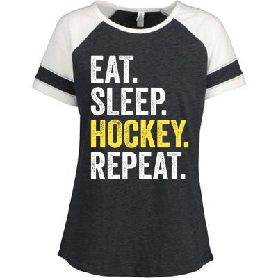 Eat Sleep Hockey Repeat Ice Hockey Fan Gift Enza Ladies Jersey Colorblock Tee