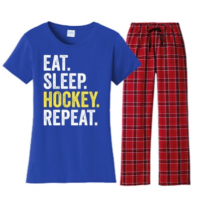 Eat Sleep Hockey Repeat Ice Hockey Fan Gift Women's Flannel Pajama Set