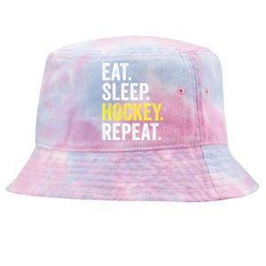 Eat Sleep Hockey Repeat Ice Hockey Fan Gift Tie-Dyed Bucket Hat