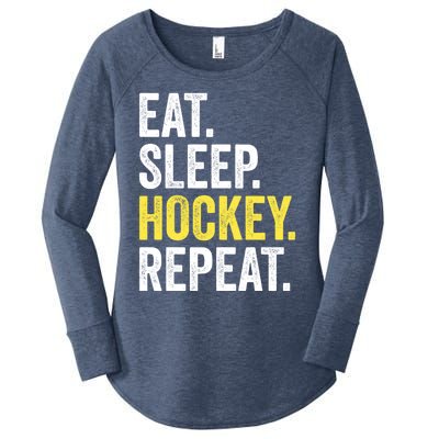 Eat Sleep Hockey Repeat Ice Hockey Fan Gift Women's Perfect Tri Tunic Long Sleeve Shirt