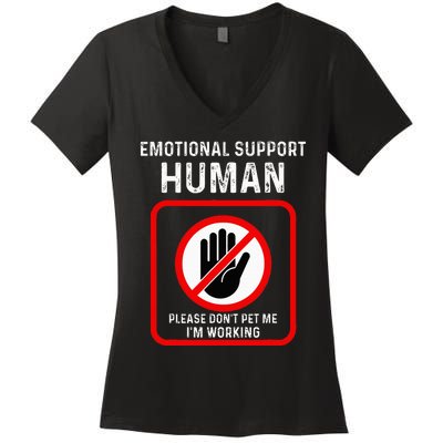 Emotional Supporthuman Halloween Do Not Pet Me Women's V-Neck T-Shirt