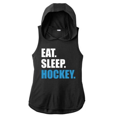 Eat Sleep Hockey Ladies PosiCharge Tri-Blend Wicking Draft Hoodie Tank