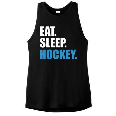 Eat Sleep Hockey Ladies PosiCharge Tri-Blend Wicking Tank