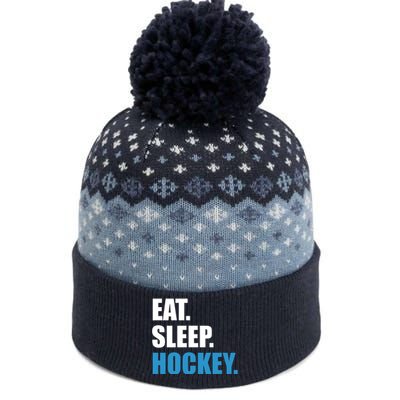 Eat Sleep Hockey The Baniff Cuffed Pom Beanie