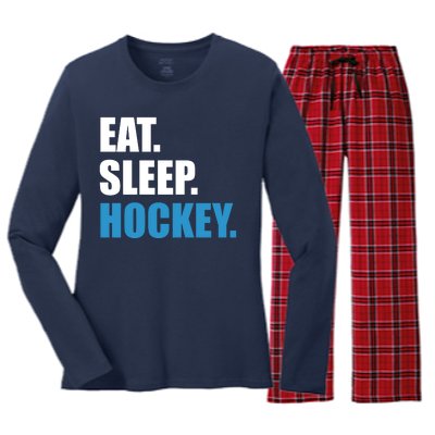 Eat Sleep Hockey Women's Long Sleeve Flannel Pajama Set 