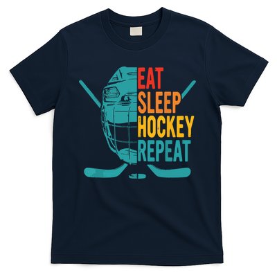 Eat Sleep Hockey Repeat Hockey Funny Ice Hockey T-Shirt