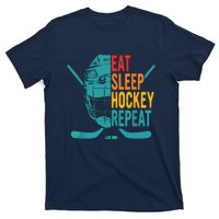 Eat Sleep Hockey Repeat Hockey Funny Ice Hockey T-Shirt