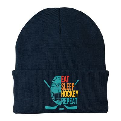 Eat Sleep Hockey Repeat Hockey Funny Ice Hockey Beanie