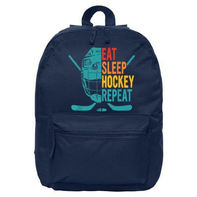 Eat Sleep Hockey Repeat Hockey Funny Ice Hockey 16 in Basic Backpack